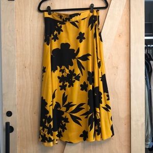 Yellow and Black Midi Skirt